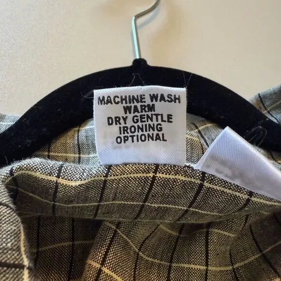 Vintage Flax by Joanne Engelhart Linen Windowpane Plaid Convertible Slv Top Sz S - Picture 8 of 13